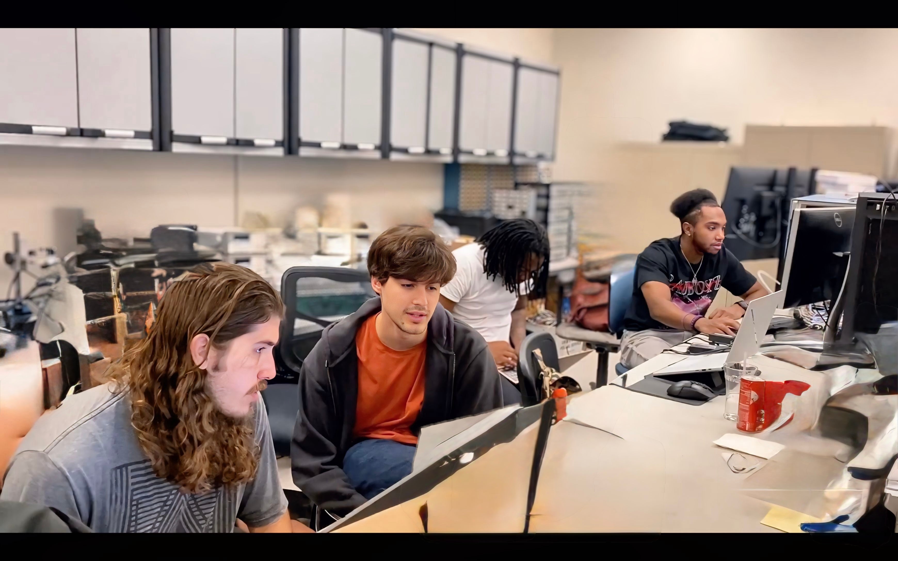 CAV team from EcoCAR UCR Y4 Working in the garage